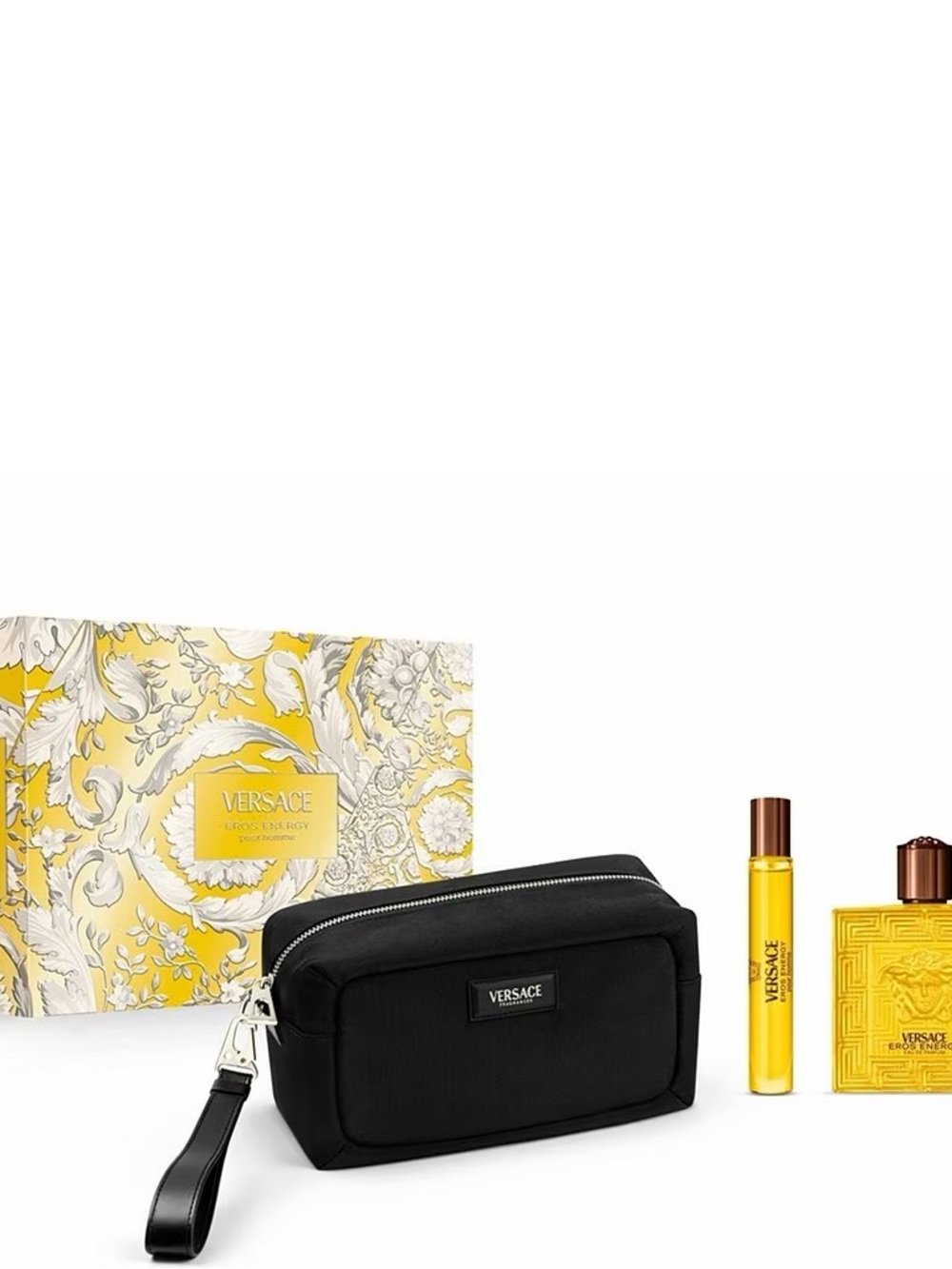 Versace Black Cosmetic Pouch with Yellow Fragrance Set